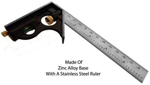 WEDGE 6" Combination Square & Level | Precision Measurements | Dual Function with Built-in Level | Durable Zinc Alloy Base | Great for Woodworking, Metalworking, DIY Projects