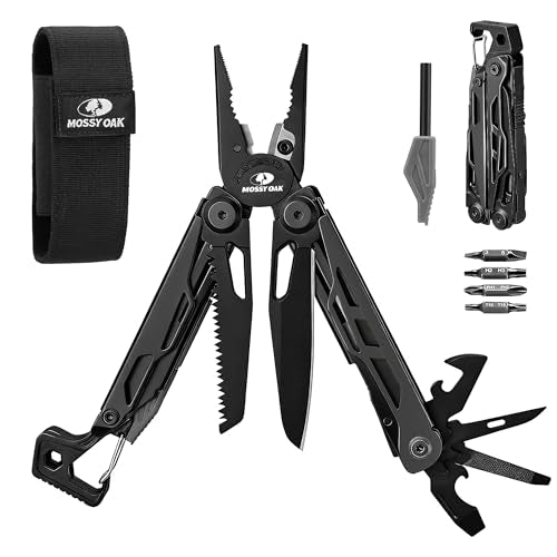 MOSSY OAK 27-in-1 CNC-Machined Multitool Pliers, Self-Locking - color: Black