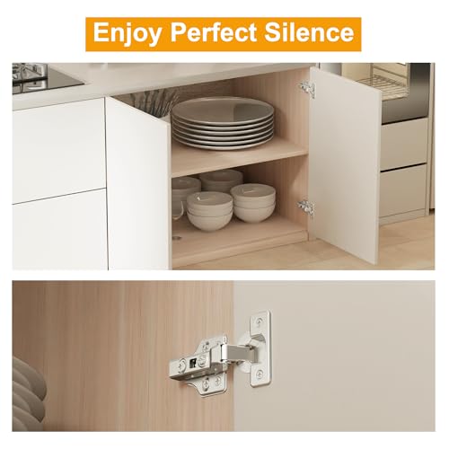 2Pcs Soft Close Half Overlay Cabinet Hinges with Clip-On Plate - color: Half Overlay, size: 2 Pieces