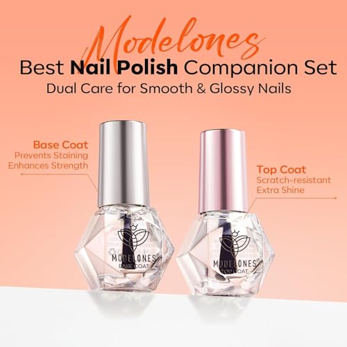 modelones Base and Top Coat Nail Polish Set Clear Quick Dry