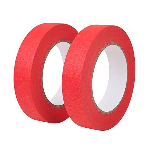 2 Pack Red Painters Tape 1 inch Wide Red Masking Tape Paint Tape Paper Tape 1 inch x 55 Yards x 2 Rolls (110 Yards in Total) - color: Red, size: 1 Inch (2-Pack)