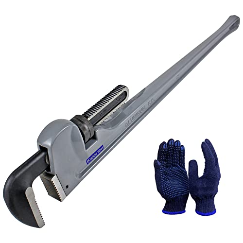 36 Inch Aluminum Pipe Wrench, 6-1/4"/158mm Adjustable Cr-Mo Jaw Opening Heavy Duty Aluminum Straight Handle Plumbing Wrenches, Perfect Plumbers Tool Exceed GGG Standard (36-INCH) - size: 36-IN, style: Straight