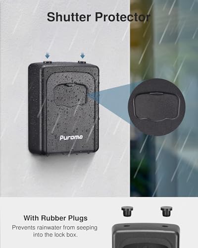 Puroma Key Lock Box Large with Code Lockbox Outdoor Wall Mount 1 Black - color: Pure Black