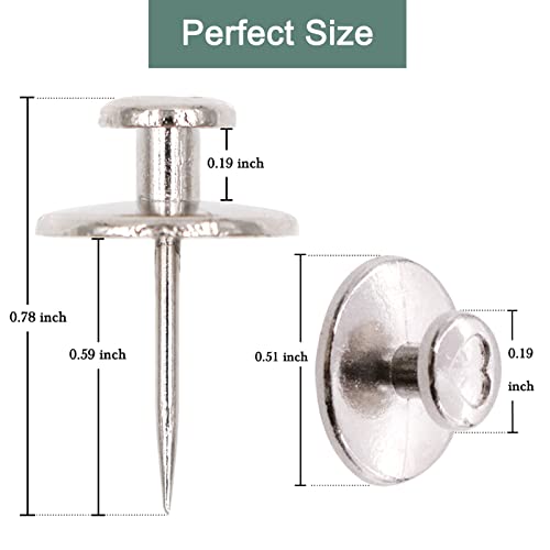 50 PCS Picture Hanger Nails, Double Headed Push Pins Hooks Thumbtacks for Wall Hangings Picture, Decorative Small Hook Pins for Drywall Cork Board Home Office Photo Decorations (Silver) - style: Silver