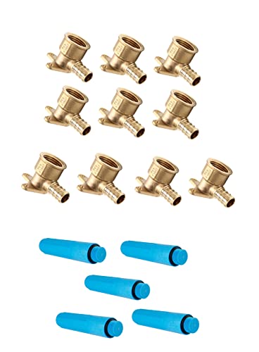 15-Pack Combo EFIELD Crimp Pex 1/2" x 1/2" Female NPT Drop-Ear Elbow(10PCS) - size: Pack of 15 with Test Plug
