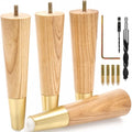 Airy Abode Premium Ash Wood Furniture Legs with Gold Caps (Full Install Kit) - Pick Your Size and Color - color: Ash / Gold, size: 8 Inches