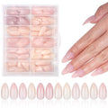288Pcs Almond Press on Nails Medium Fake Nails 10 Color Nude False Nails Full Cover Acrylic Stick on Nails Nude Nail Press ons Handmade Full Cover Acrylic Glue on Nail for Women Manicure 10 Packs - color: Style 18