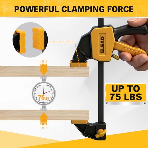 6" Mini Bar Clamps for Woodworking, 2-Piece One-Handed F Clamp/Spreader, 75LBS Load Limit Wood Clamp, Quick Release Grip Clamps for Table Wood Working, Light-duty Tools - style: 2-Piece 75lbs