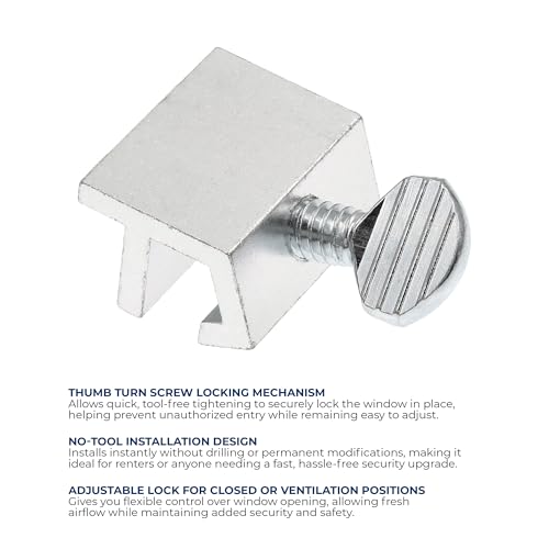 Prime-Line Sliding Window Security Lock for 1/8 in. Rail, Aluminum (4 Pack) - color: Aluminum