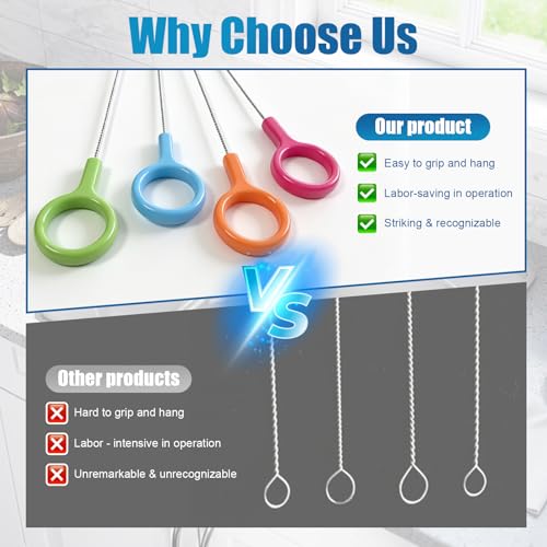 AONEZ Straw Cleaner Brush Set with Color Hanging Loop