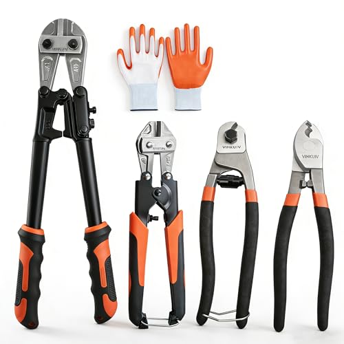 4-Piece Bolt Cutter Set, 14" & 8" Heavy Duty Bolt Cutters with Cr-V