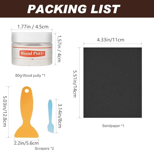 80g Wood Putty Kit, White Woods Filler for Quick Woods Repair Putty Projects on Wooden Cabinets Floors and Furniture - color: 80g White Wood Putty