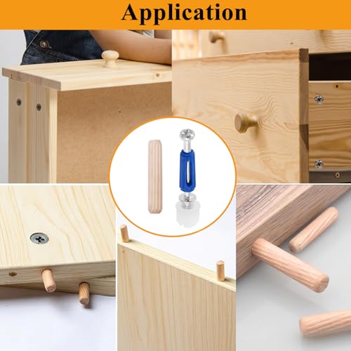 380PCS Cam Locks for Furniture,Include 300 Multi-Size Cam Bolt & Nuts Set and 80 Wood Dowel Pins,3-in-1 Eccentric Wheels Furniture Cam Lock Fasteners for Cabinet,Wardrobe and Drawer - size: 380PCS-Silver
