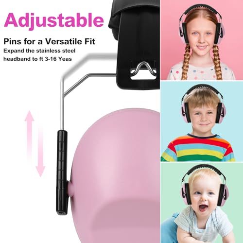 Floriogra Noise Cancelling Headphones for Kids/Toddler 28dB SNR Ear Muffs - color: Pink
