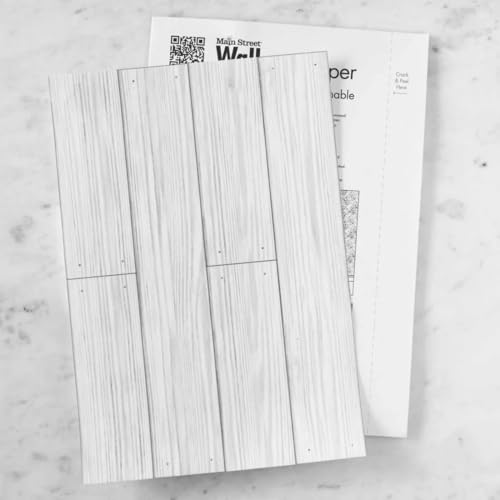 Main Street Peel and Stick Wallpaper Sheets, Distressed Wood Grey, 12-Pack - style: Distressed Wood Grey