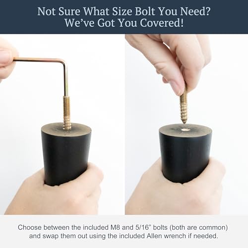 Airy Abode Premium Black Wood Furniture Legs (Full Install Kit) - Pick Your Size and Color - color: Black, size: 4 Inches
