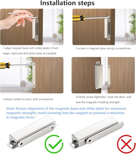 2 Pack | Heavy-Duty Magnetic Door Catch - 90lb Pull Force, Stainless Steel, Anti-Rust, Ideal for Screen Door, Pantry Door, Barn and RV Doors. - size: Large-90Lbs