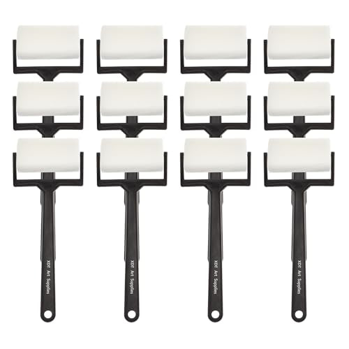 XDT 2.5Inch Foam Roller & Sponge Roller Set – 12 Pack Multi-Purpose Paint Rollers for Painting, Staining & Crafting Art Supplies, Mini Paint Roller for Young Artists - size: Foam Roller 2.5 Inch