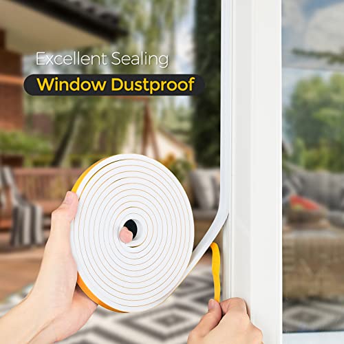 Ravinte Weather Stripping Door Seal, 1/2 x 1/8 Adhesive Foam Tape, 50 FT - color: White, size: 1/2In x 1/8In x 50Ft