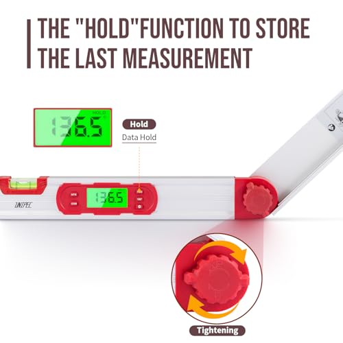 16-Inch Digital Angle Finder with MTR & COM, ±0.2° Accuracy for Woodworking & DIY