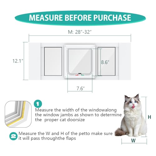 Aluminum Cat Door for Windows - Adjustable to Fit Window Width 28"-32" - size: Fit 28"-32" Window