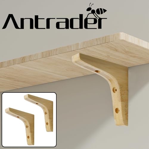 Antrader 2PCS Wooden Shelf Brackets,L Shape,3.74"×3.74"×0.79",Light Brown - color: Light Brown, size: 3.74"×3.74"×0.79",2pcs