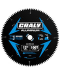 CRALY 12 Inch 100 Teeth Aluminum and Non-Ferrous Metal Cutting Circular Saw Blade, 1 Inch Arbor, Carbide Tipped, Thin Kerf, Black Ice™, for Medium Aluminum, Plastic, Composite(C12100AL) - size: 12", 1" arbor, 100T