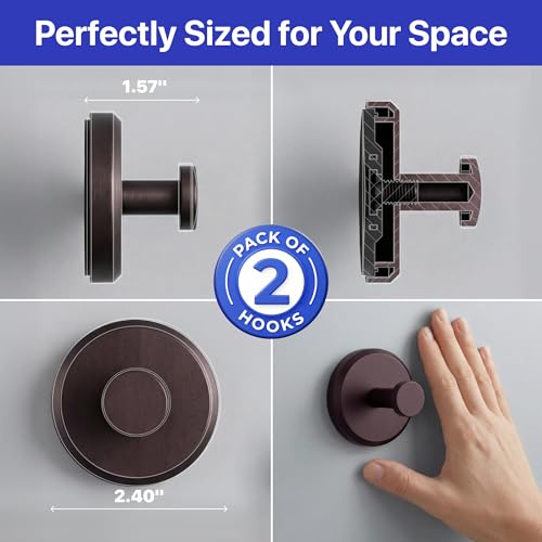 HOME SO Suction Cup Hooks for Shower & Bathroom Towel Holder 2-Pack Bronze - color: Dark Bronze, size: 2 Pack