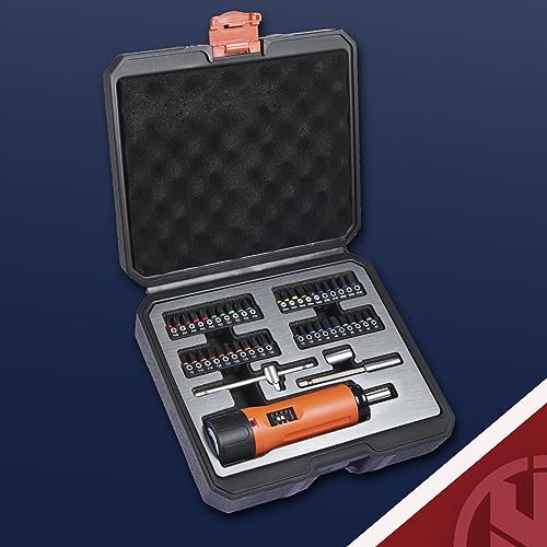 KNINE OUTDOORS Torque Screwdriver Wrench Driver Set 10-70 Inch Pounds lbs for Maintenance with T-bar Handle, 40 Hex Bits, 1/4" Socket, Shaft Extension, For Tools, Bike Repairing and Mounting (Orange) - color: Orange