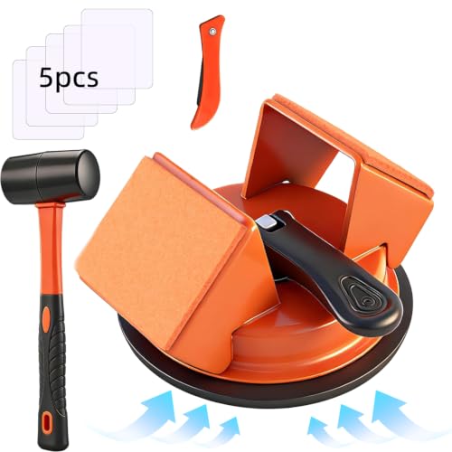 Floor Gap Fixer Tool Kit (4 in 1) – Heavy Duty 45° Striking Surface Floor Gap Repair Tool with Hammer, Crevice Cleaning Tool, 5Pcs Sticky Pads, Iron & Enhanced Suction Cup for Laminate/Vinyl Flooring