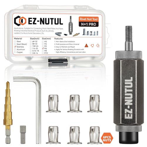 Jack nut Installation Tool Set Hand Thread Insert Jacknuts with Tool Kit - size: Stainless M6-6PCS With Tool