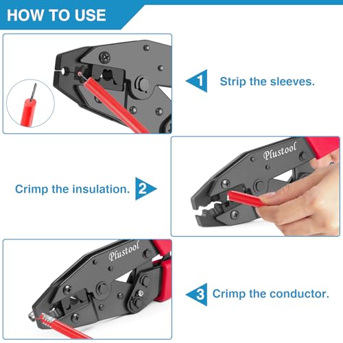 Plustool Crimping Tool for Spark Plug Ignition Wire, 8.5mm Ratchet Spark Plug Wire Crimper - Crimping Pliers - Electrical Terminal Crimping Tool