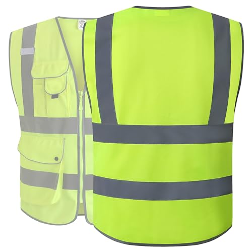 JKSafety Safety Vest for Men Women Reflective Hi Vis JK150 Yellow L - color: Yellow, size: Large