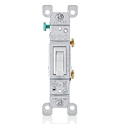 Leviton 15 Amp, 120 Volt, Toggle Framed Single-Pole AC Quiet Switch, Residential Grade, Grounding, 10-Pack, 1451-2WM, White - color: White, size: 10 Pack