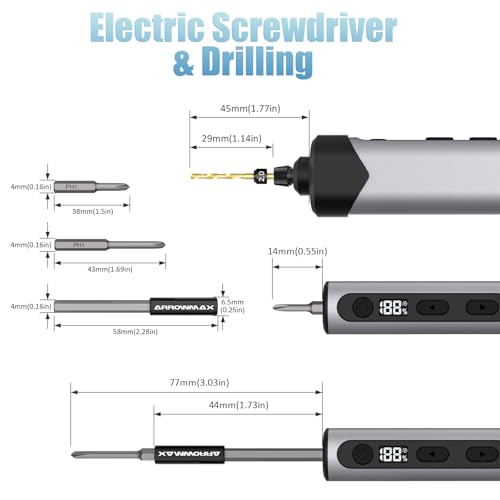 AM ARROWMAX Mini Electric Screwdriver & Electric Drill, 2 in 1 Tool Set, Drilling Adapter, 600RPM, Precision Screwdriver, 70 Bit, 5 Torque Settings, Power Screwdriver for Phones Watch Laptops - style: M1D