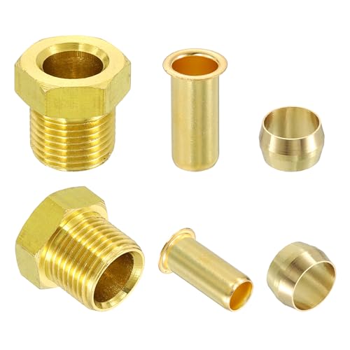 uxcell 4 Set Fit for 8mm Tube Brass Compression Assortment Kit, Sleeve Ferrule & Nut Kit & Insert Tube Fittings for Water Oil Air Pipe - size: 8mm