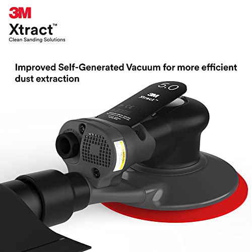3M Xtract Pneumatic Random Orbital Sander, 88946, 5 in - size: 5 in, 3/16 in Orbit, style: Self-Generated Vacuum