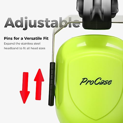 ProCase Hearing Protection Ear Muffs SNR 33dB, Noise Cancelling Headphones - color: 1 - Neonyellow