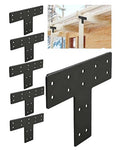 6 Pcs Ultra-Thick T Post Bracket, 12" x 8" Extreme Weatherproof Flat Mending Plate, Heavy Duty Structural Connector for 4x4 6x6 Lumber, Outdoor Pergola, Cabin & Deck Timber Framing - size: 6 Pack, style: Heavy-Duty T-Bracket