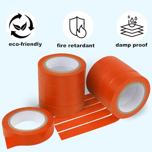 Romeda 9 Pack Electrical Tapes, Electrical Tape Water, Sun, and Oil Resistant, Electrical Tape is Suitable for Most Domestic, Commercial, and Industrial environments - Orange - color: Orange