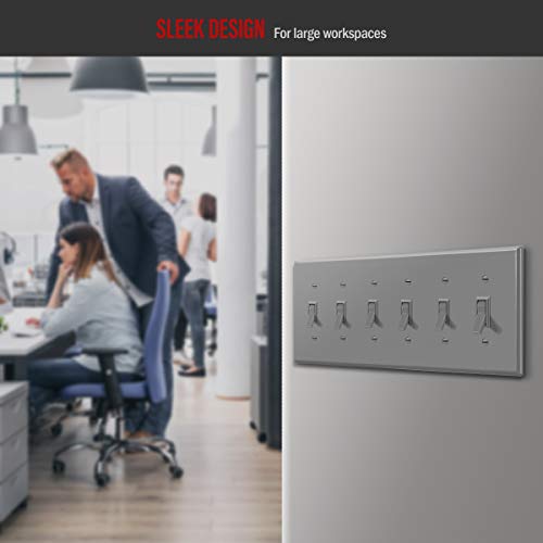 ENERLITES Mid-Size 6-Gang Toggle Light Switch Cover Plate, 1 Pack, Gray - color: Gray, size: Mid-Size