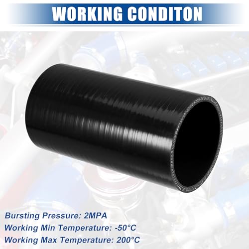 uxcell 2.75" ID 6" Length 4-Ply Reinforced High Temp Straight Coupler Silicone Reducer Hose Black for Car Intercooler Intake Piping - size: 2.75" ID