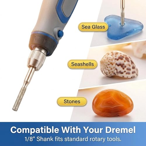 Drilax 30-Pc 2mm Diamond Drill Bit Set, 1/8" Shank for Dremel Rotary Tools, Glass, Sea Glass, Stone & Jewelry Making, Precision Lapidary Bits - size: 2mm