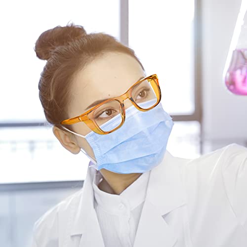 Safety Glasses Anti-Fog Eye Protection Blue Light Blocking Glasses for Women Men - color: Orange