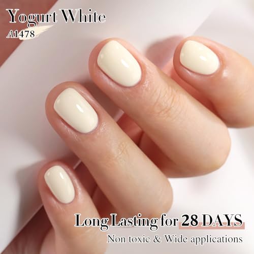 Double Rhythm 15ML Gel Polish Pure Sheer Same Color Same Bottle Soak Off Gel Polish Art Manicure Salon DIY at Home for Women (Beige White-A1478) - color: Beige White
