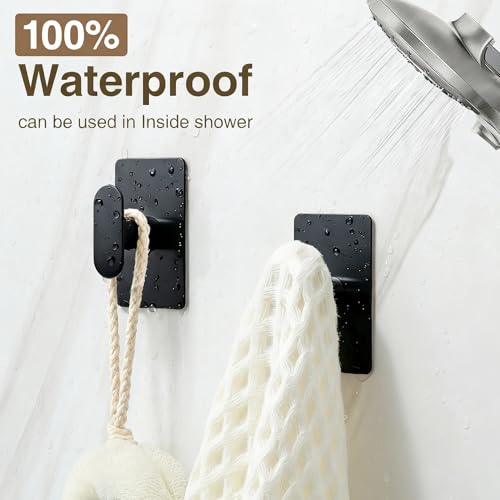 pickpiff Adhesive Towel Hooks: 20LB Extra Strong Wall Hanger, Black 8 Pack - color: Black, size: 8 Pack