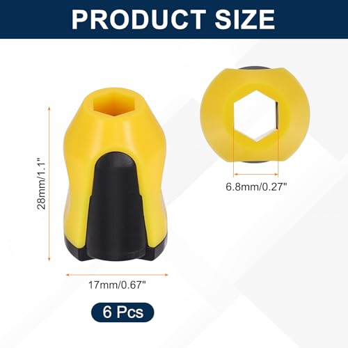 HARFINGTON 6pcs Screwdriver Head Magnetic Ring 9/32" Screwdriver Bit Holder Ring Universal Bit Holder for Hex Shank Drills Power Tools DIY Repair, Yellow Black - color: Yellow Black