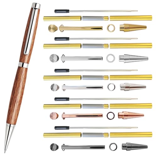 Slimline Pen Kit for Wood Turning || 5 Pack with Multiple Finishes || 7mm Twist Pen Kit