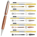 Slimline Pen Kit for Wood Turning || 5 Pack with Multiple Finishes || 7mm Twist Pen Kit