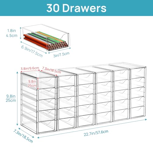 Vtopmart Acrylic Desk Organizer with 30 Drawers for Office, Makeup, Crafts - style: D
